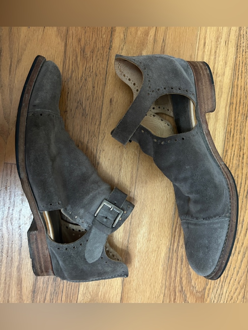 The Office Of Angela Scott Mr. Ed Cutout Suede Gray Boots Womens